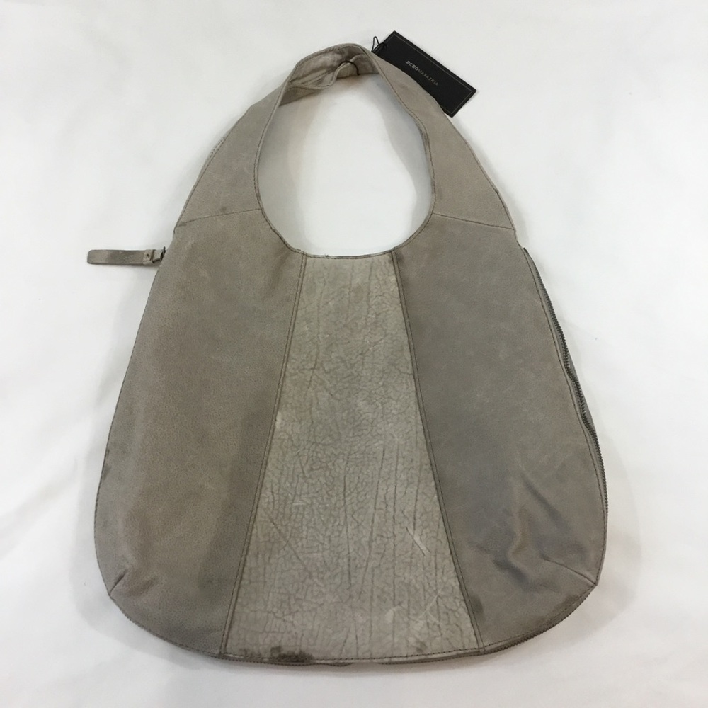 BCBG Max Azria Gray Suede Expandable Hobo NWT